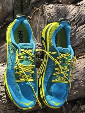 Hoka One One Running Shoes - Teal & Neon Yellow Accents SIZE 8.5
